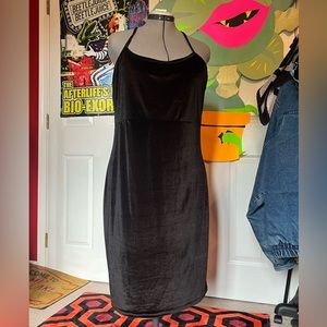 Velvet slip with lace racerback